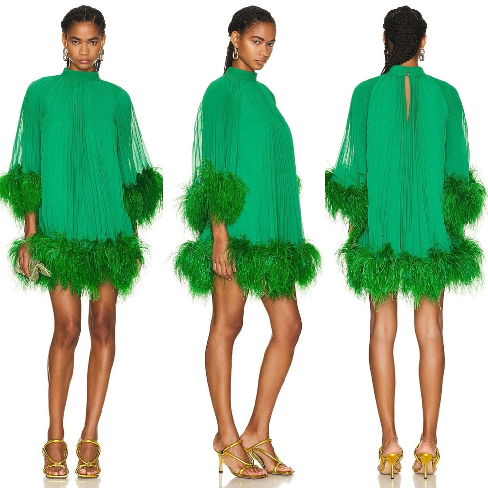 Like new PATBO Pleated Feather Trim Mini Dress $2,200 0 - Picture 5 of 11